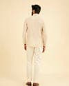 Cream Beige Buta Jaal Printed Short Kurta