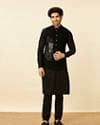 Midnight Black Black Panther Kurta Jacket Set