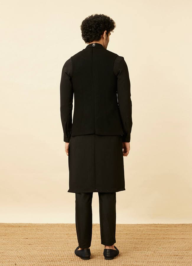 Midnight Black Black Panther Kurta Jacket Set