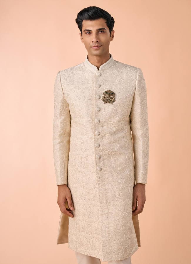 Elegant Cream Fantasy Sherwani