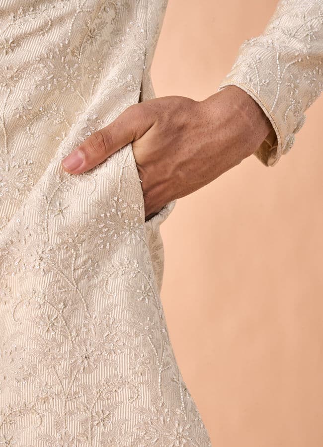 Elegant Cream Fantasy Sherwani