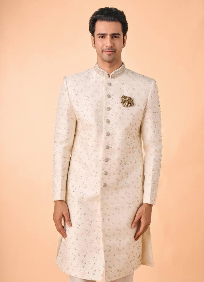 Exquisite Cream Ensemble Sherwani