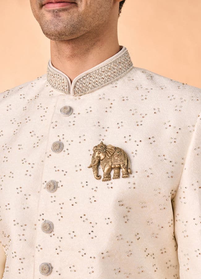 Exquisite Cream Ensemble Sherwani
