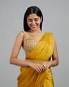 Yellow Satin Elegance Pre Draped Saree