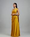 Yellow Satin Elegance Pre Draped Saree