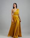 Yellow Satin Elegance Pre Draped Saree