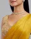 Yellow Satin Elegance Pre Draped Saree