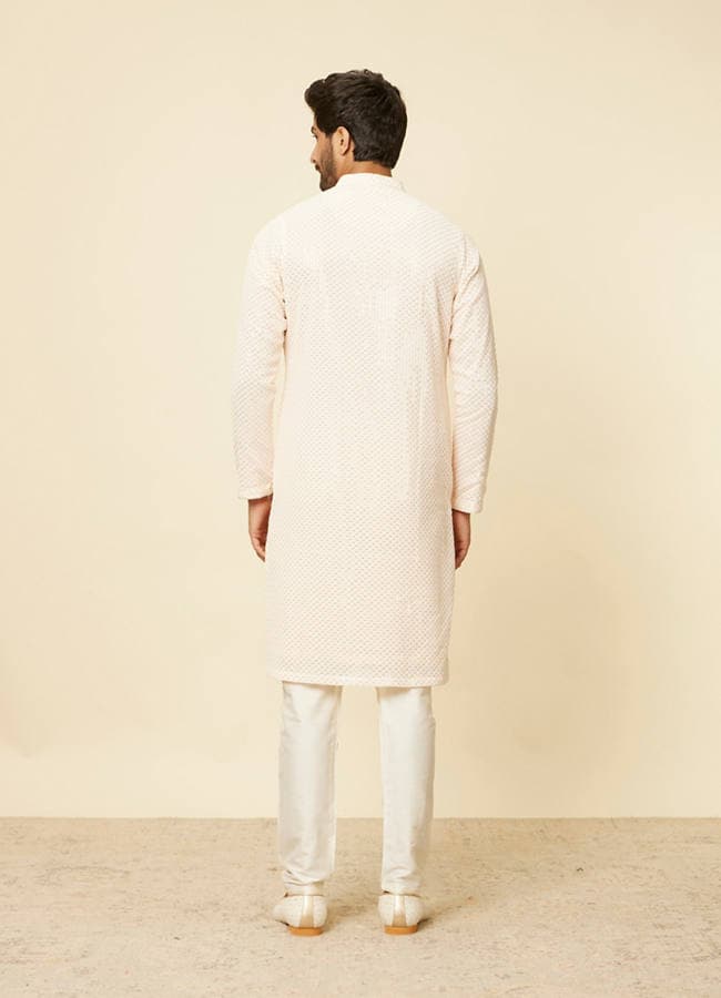 Peach Pearl Chikankari Kurta Set