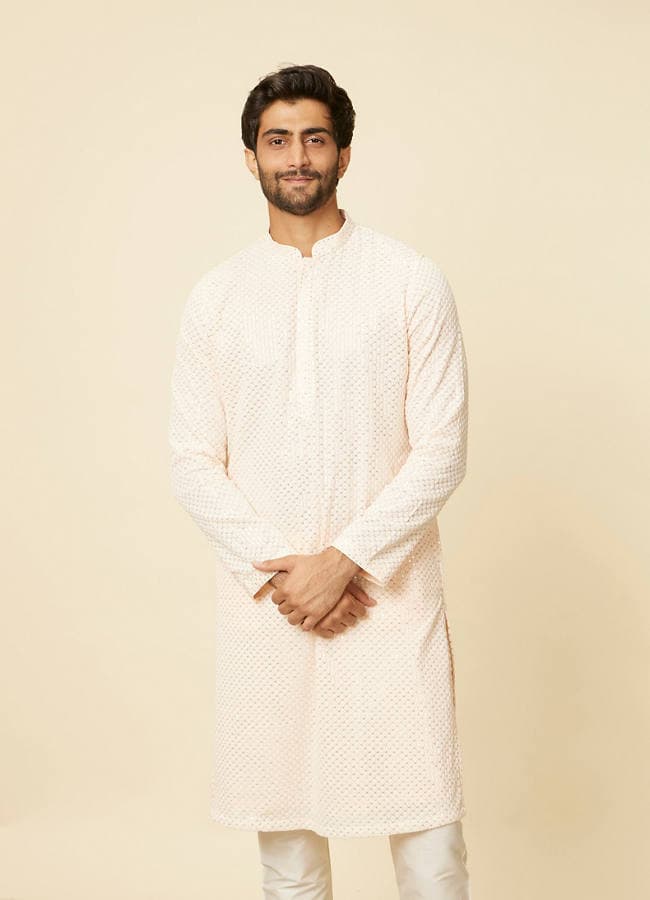 Peach Pearl Chikankari Kurta Set