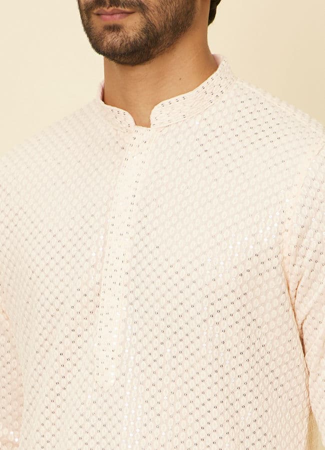 Peach Pearl Chikankari Kurta Set