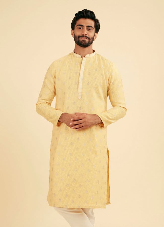 Saffron Yellow Adorned Kurta Pajama