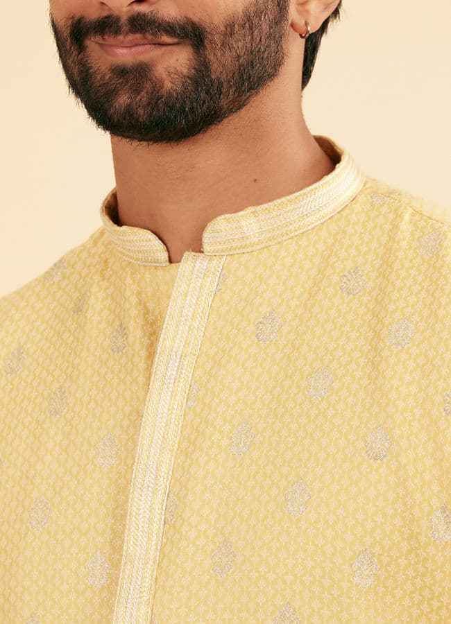 Saffron Yellow Adorned Kurta Pajama