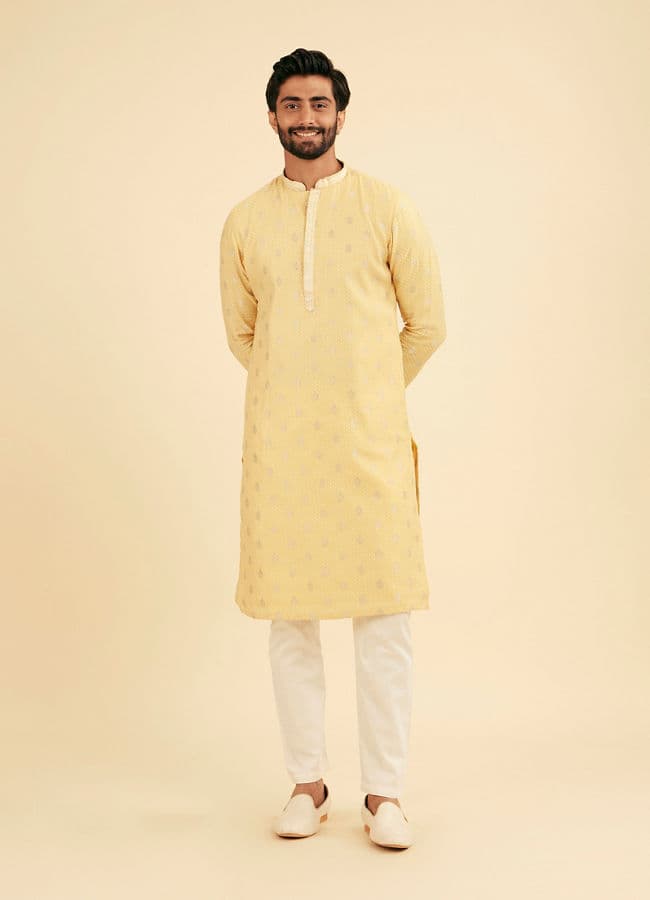 Saffron Yellow Adorned Kurta Pajama