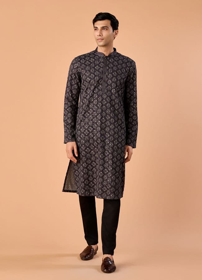 Dark Grey Royal Elegance Kurta Pajama