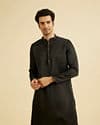 Elegant Black Satin Kurta Pajama