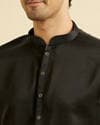 Elegant Black Satin Kurta Pajama