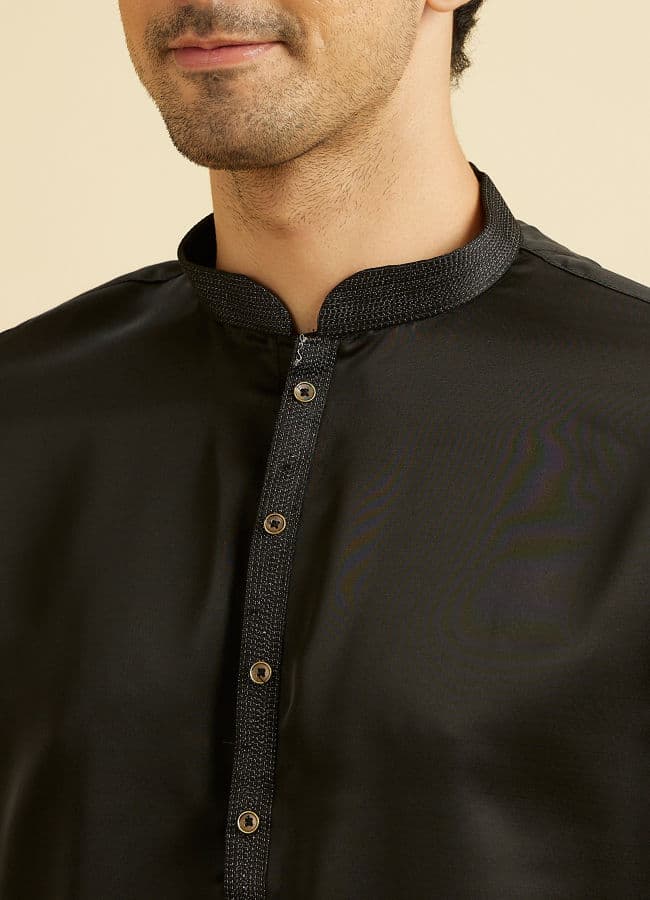 Elegant Black Satin Kurta Pajama