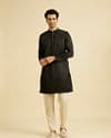Elegant Black Satin Kurta Pajama