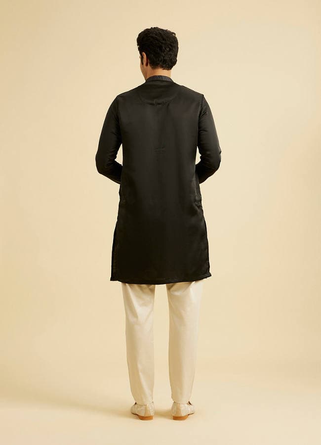 Elegant Black Satin Kurta Pajama