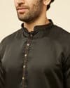 Midnight Black Embroidered Neckline Kurta Set