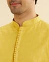 Canary Yellow Self Design Kurta Pajama