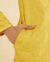 Canary Yellow Self Design Kurta Pajama