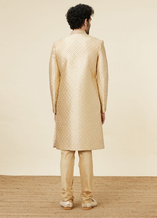 Antique Gold Stone Work Sherwani Set