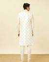 Off White Shankh Motif Open Sherwani Set