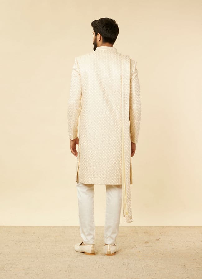 Rosewater Pink Petal & Fern Patterned Sherwani Set
