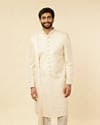 Rosewater Pink Petal & Fern Patterned Sherwani Set