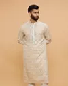 Beige Georgette Embroidered and Printed Kurta Set