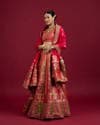 Carnation Pink Aari Embroidered Benarasi Lehenga