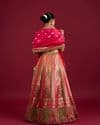 Carnation Pink Aari Embroidered Benarasi Lehenga