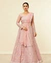 Shell Pink Floral Aari Embroidered Bridal Lehenga