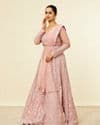 Shell Pink Floral Aari Embroidered Bridal Lehenga