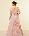 Shell Pink Floral Aari Embroidered Bridal Lehenga