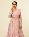 Shell Pink Floral Aari Embroidered Bridal Lehenga