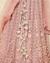 Shell Pink Floral Aari Embroidered Bridal Lehenga