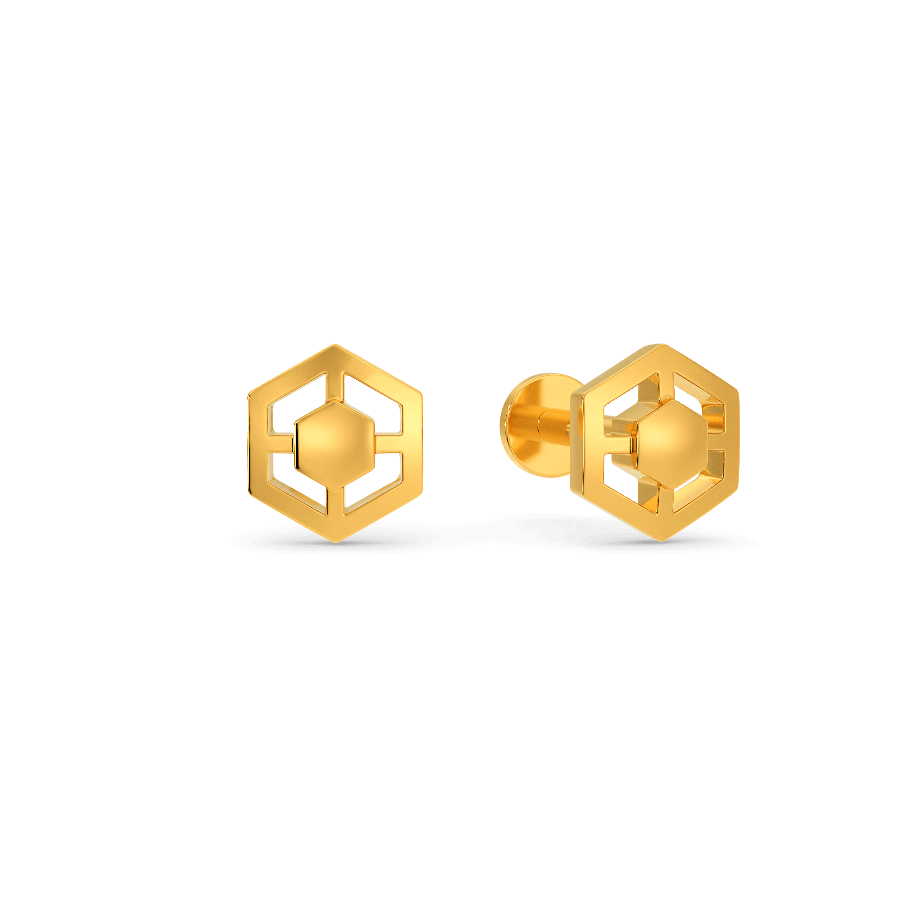 Hexa Maze Gold Earrings | Melorra
