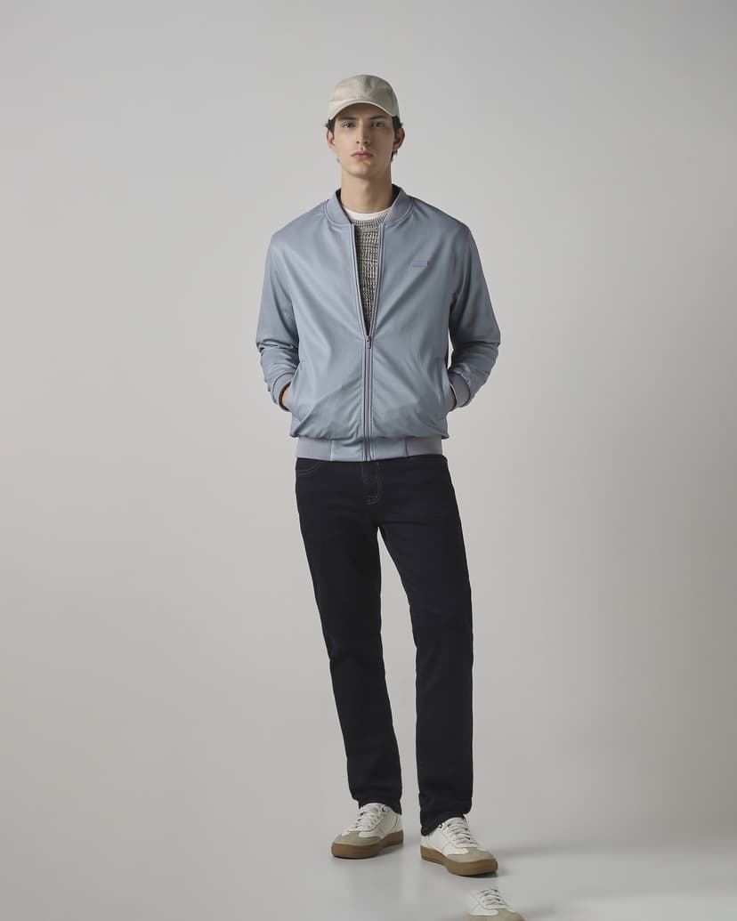 Blue Grey Bomber Slim Fit Jacket
