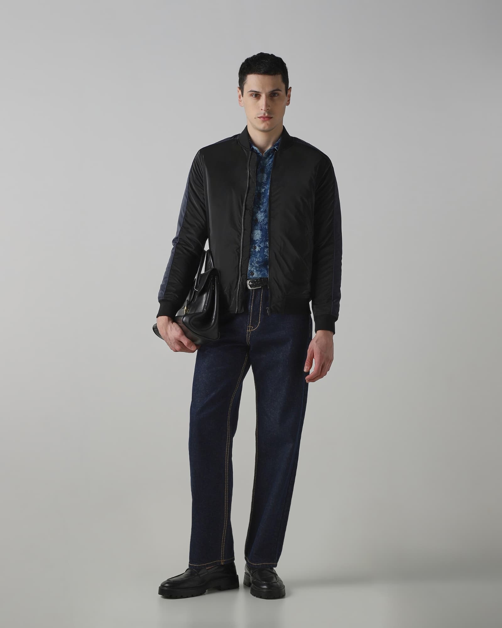 Black Zip Thru Bomber Jacket