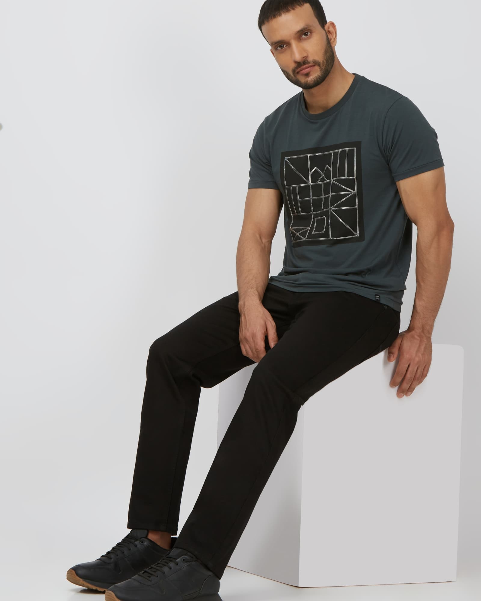 Green Graphic Print Slim Fit Jersey T-Shirt