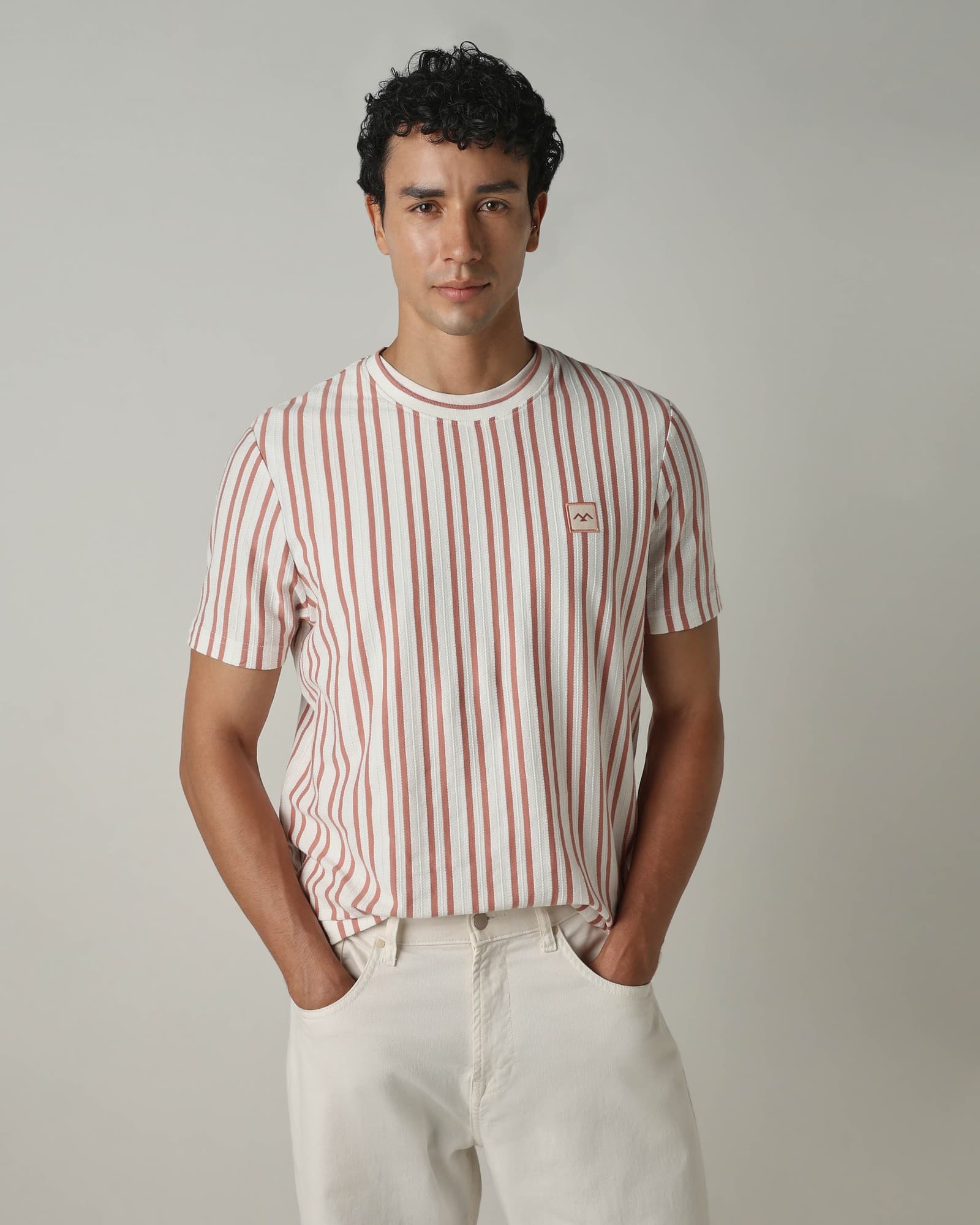 Pink Jacquard Stripe T-Shirt