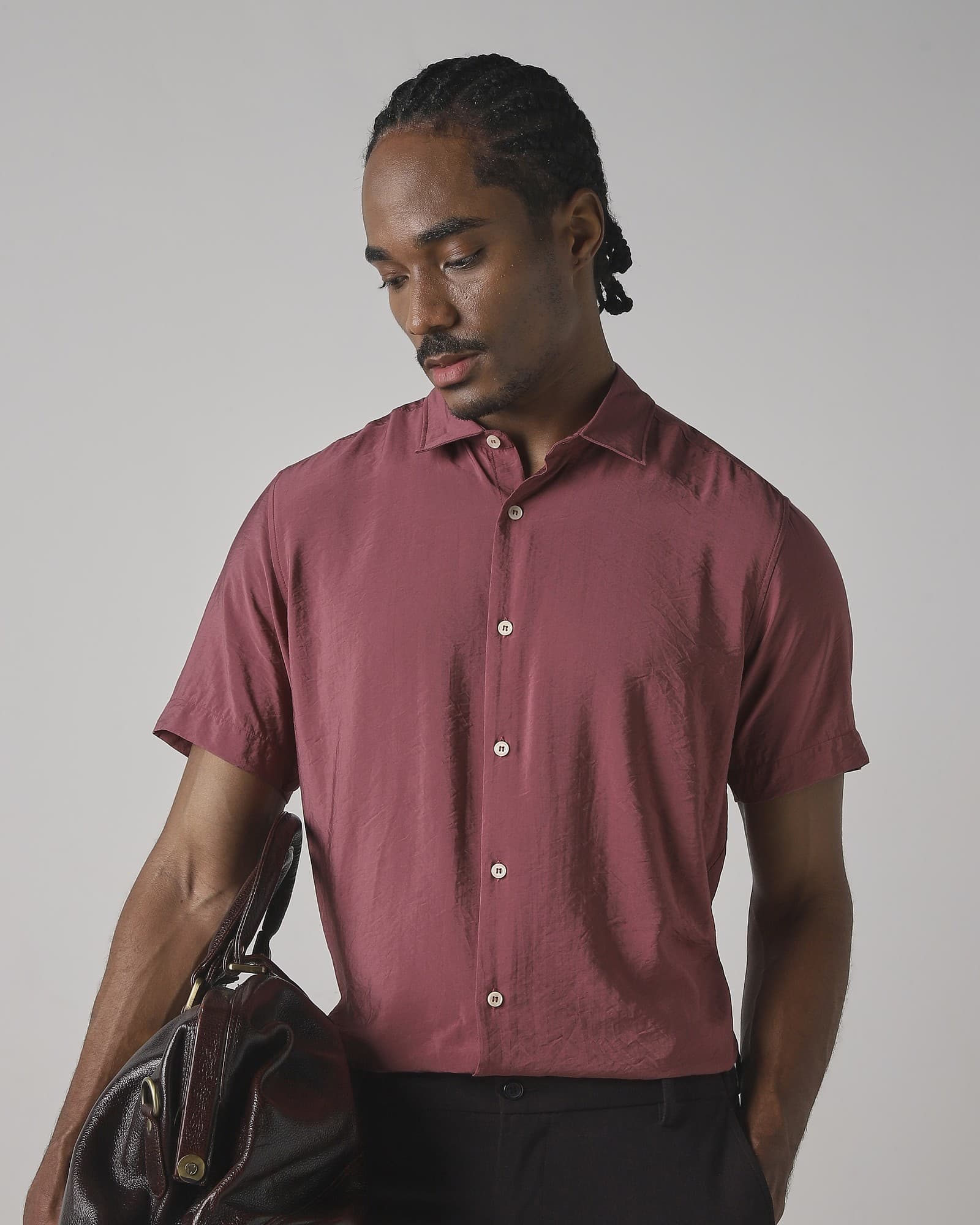 Pink Viscose Plain Slim Fit Casual Shirt | Mufti Jeans