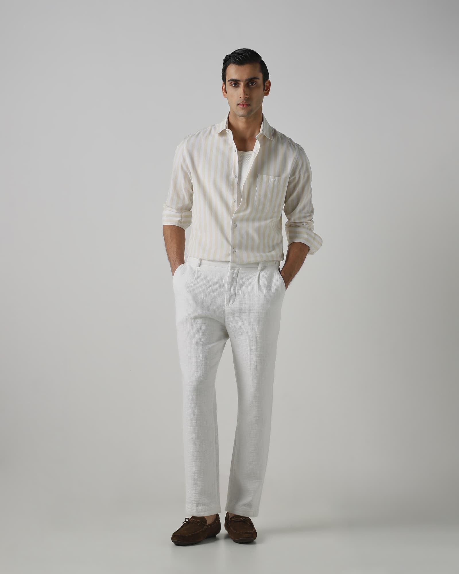 Beige Candy Stripe Shirt