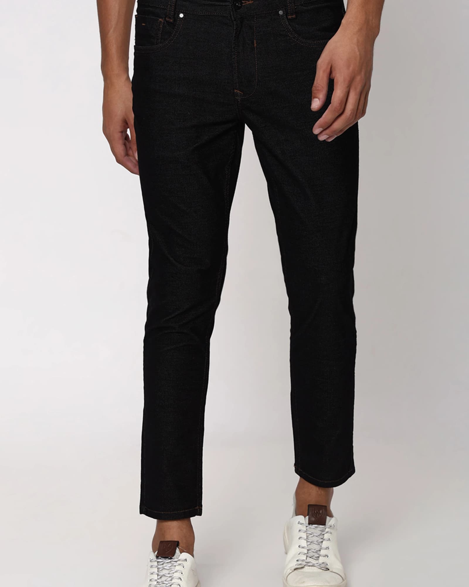 Black Ankle Length Cotton Denim | Mufti Jeans