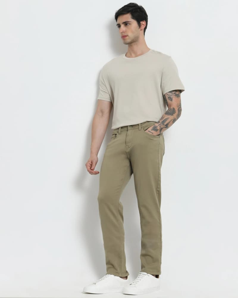 Light Olive Super Slim Fit Superstretch Coloured Jeans | Mufti Jeans