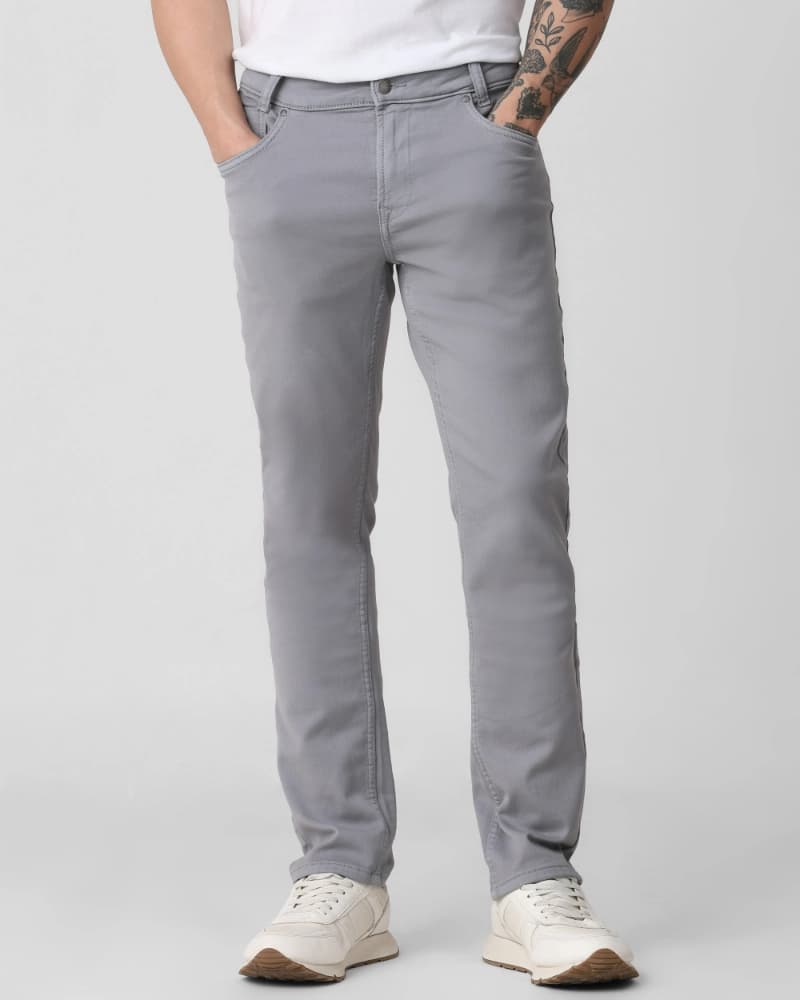 Light Grey Super Slim Fit Superstretch Coloured Jeans | Mufti Jeans