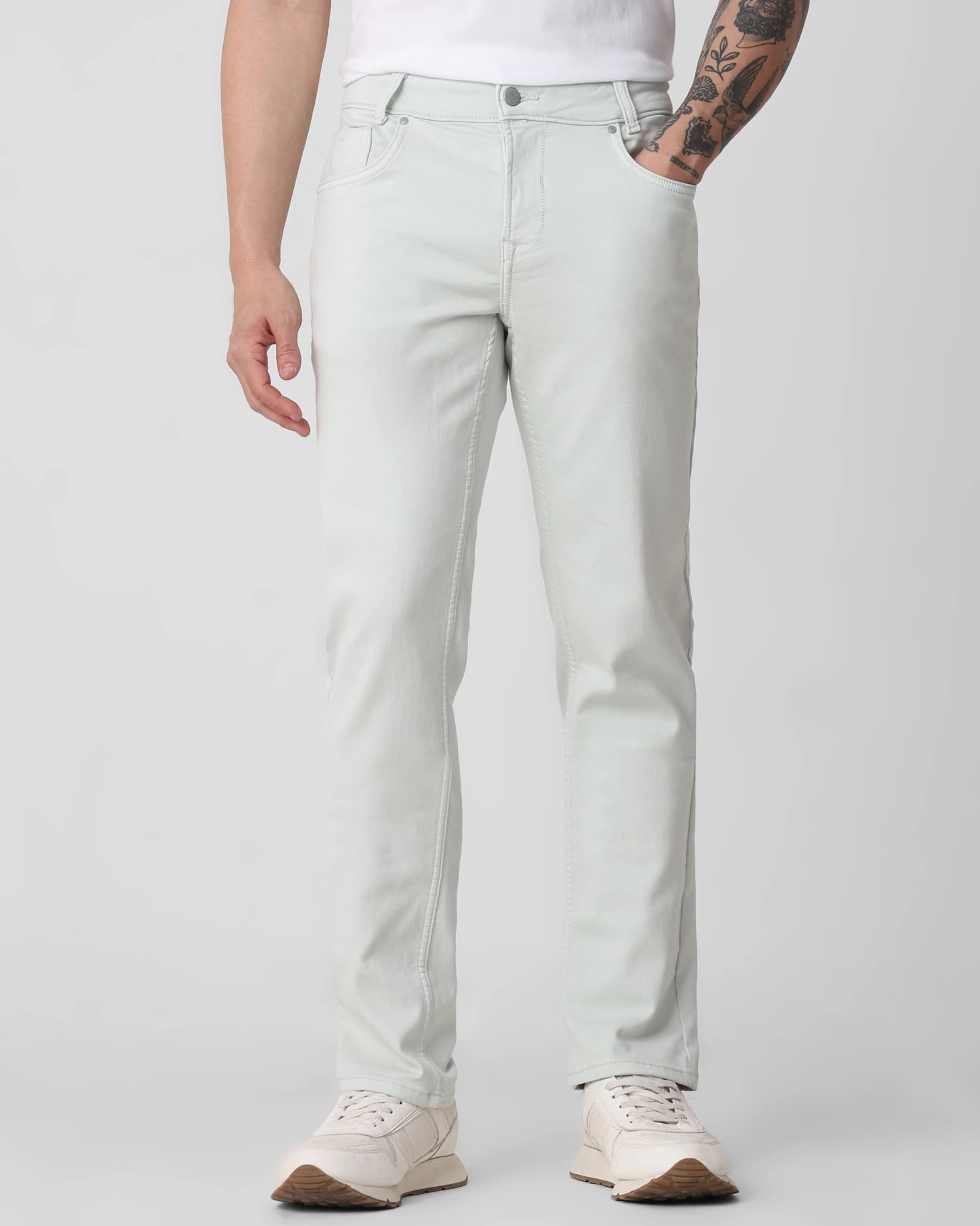 Light Green Super Slim Fit Jeans | Mufti Jeans