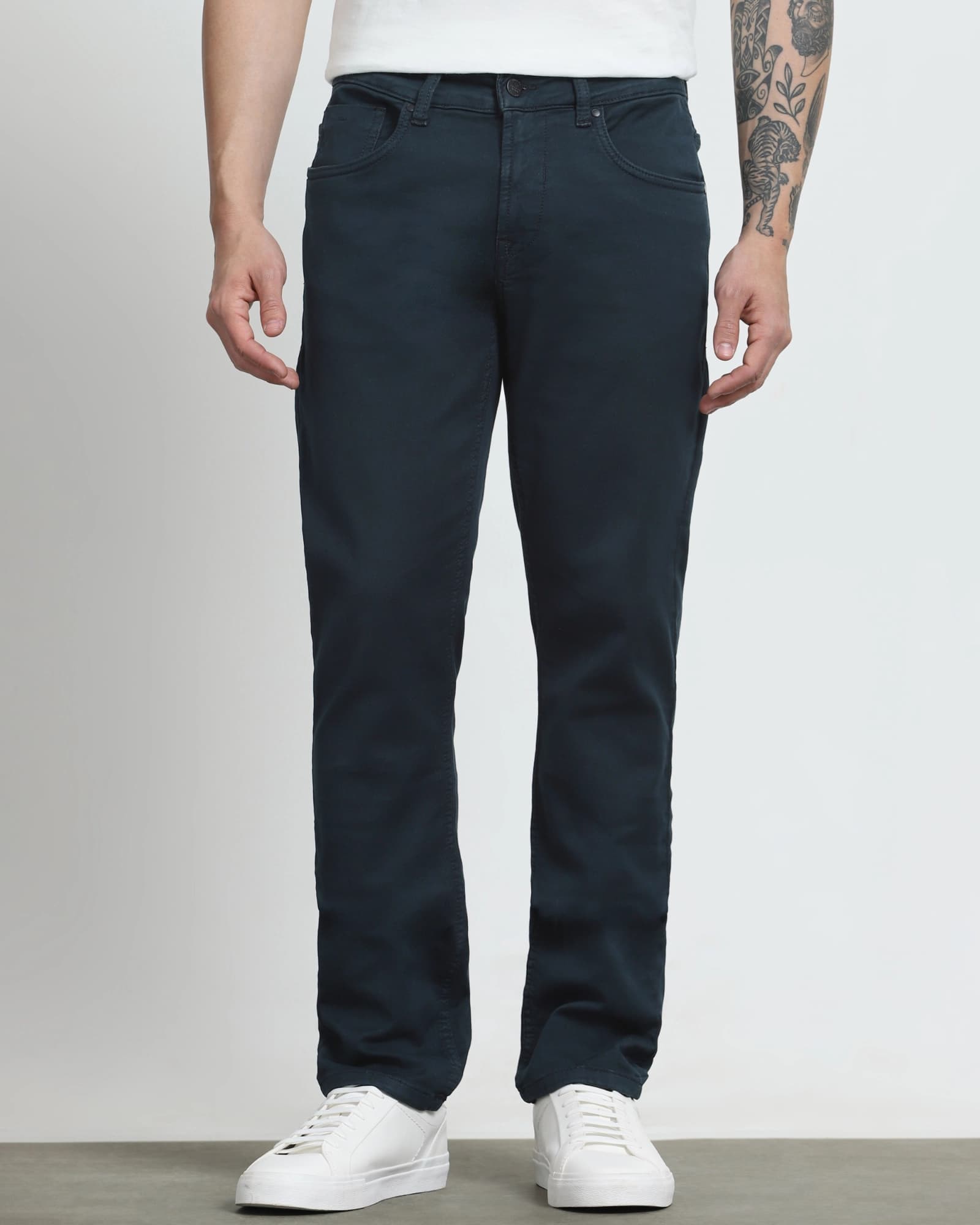 Navy Super Slim Fit Superstretch Coloured Jeans | Mufti Jeans